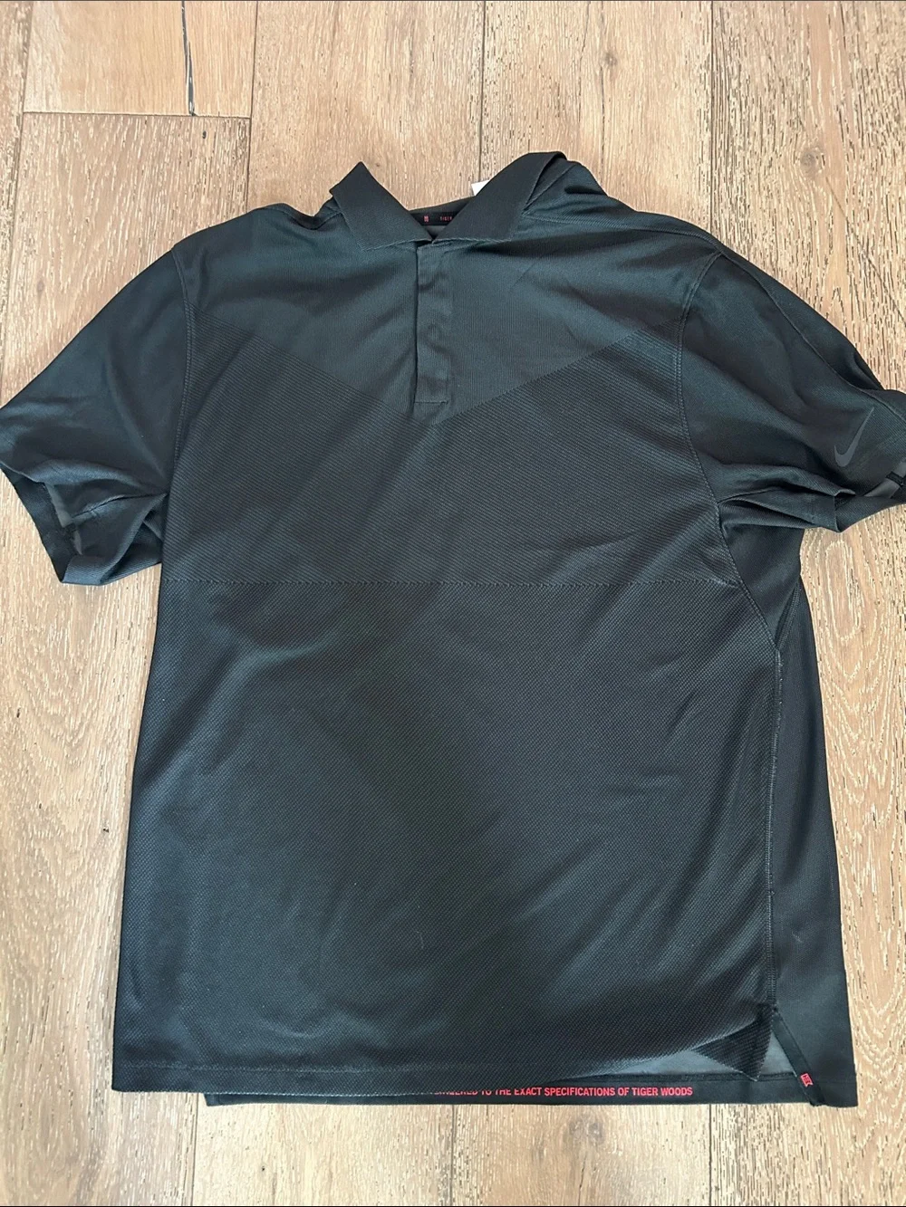 Nike Black Men's Polo Shirt with Subtle Texture. From the Tiger Woods collection